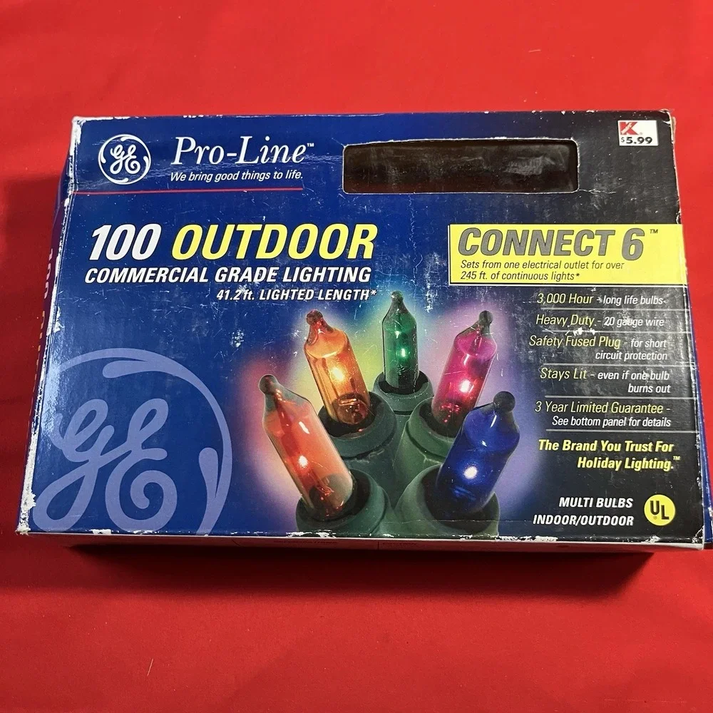 1 Box 2002 GE Pro-Line 100 Outdoor Commercial Grade Connect 6 Multi Color Lights